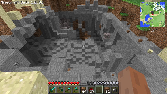 The crater I blasted out first